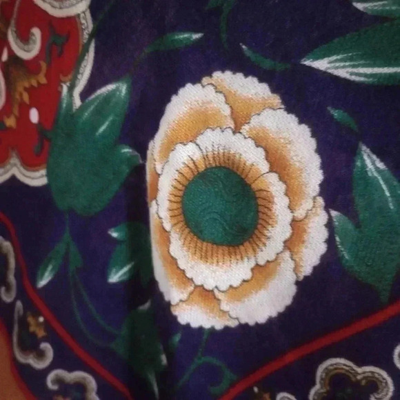 VINTAGE Lady Scarf Grannycore Retro Printed Throw Scarf Floral - Picture 7 of 8